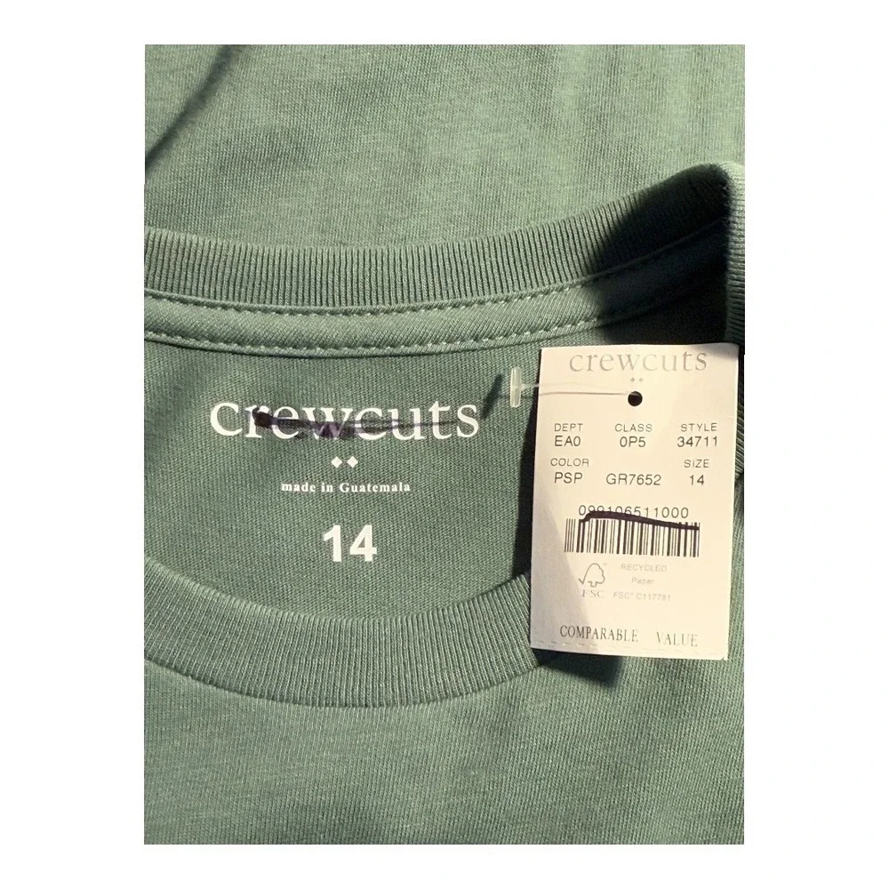 Crewcuts Boys‎ Size 14 Green Cotton Pocket T Shirt